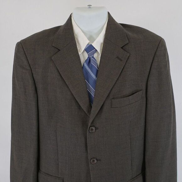 Gianfranco  Ruffini Italy Brown Check Super 100S Worsted Wool 38R Sport Coat 3 B - Picture 1 of 15